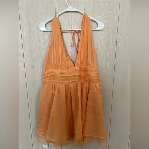 open lace back dress Abercrombie & Fitch Orange Corset Tie Back Dress NWT- Size M  The Saved  Collection